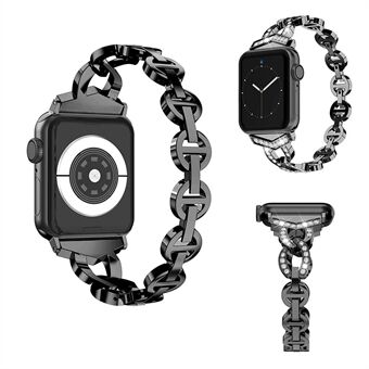 8- Shiny diamanten metalen horlogeband voor Apple Watch Series 6 / SE / 5/4 40 mm / Series 3/2/1 horloge 38 mm - Zwart