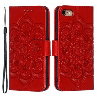 Imprint Mandala Flower Wallet Stand PU Leather Case for iPhone SE (2020)/SE (2022)/8/7 4.7 inch