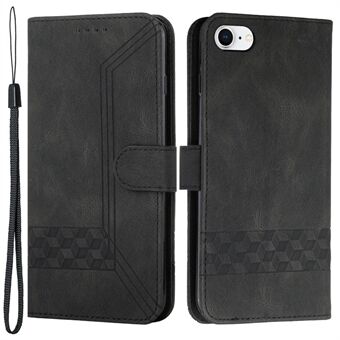 YX 0010 Skin-touch Feel Stand Feature Schokbestendige Rhombus en lijnen opdruk PU-leer + TPU Wallet Phone Case voor iPhone 6/7/8 / SE (2e generatie)