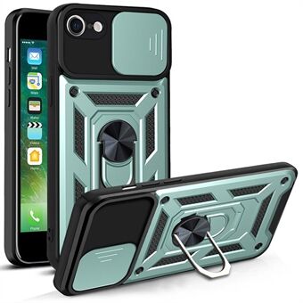 Camera Slide Cover Ring Holder Kickstand Design PC + TPU Fall Safe Phone Cover voor iPhone SE (2e generatie) / 7 4.7 inch / 8 4.7 inch