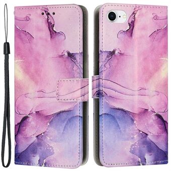 Voor iPhone 6/7/8 4,7 inch/SE (2020)/(2022) PU-leer Stand Case Marmerpatroon Afdrukken Magnetische sluiting Telefoon Portemonnee Cover met riem