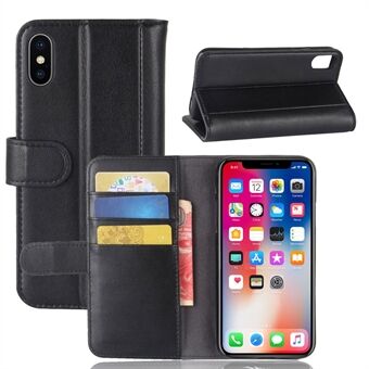 Lederen Portemonnee Stand Shell Case voor iPhone X Mobiele Telefoon Accessoire - Zwart