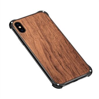 Natuurlijk houten hoesje voor iPhone X 5.8 inch aluminium frame houten plank harde kaft
