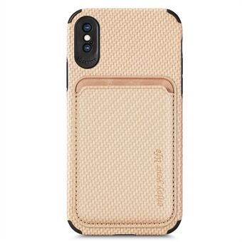 Voor iPhone X/XS 5.8 inch Koolstofvezel Textuur Slijtvaste Telefoon Case PU Leer + TPU + PVC Protector met Afneembare Magnetische Kaarthouder