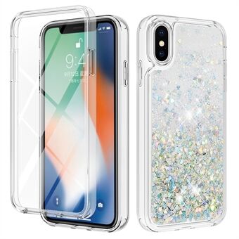 YB Quicksand Series-9 voor iPhone X / XS 5.8 inch Drijvende Glitter Anti-drop Cover Afneembare TPU-telefoonhoes met PET-schermbeschermer