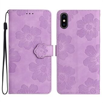 Voor iPhone X / XS 5,8 inch bloemen opdruk mobiele hoes PU lederen portemonnee anti-drop Stand cover