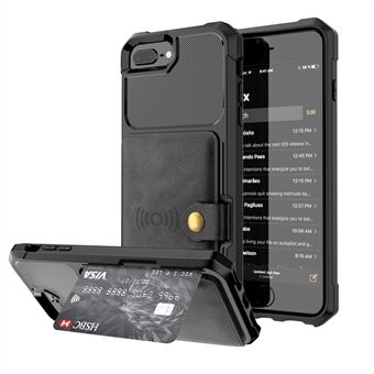 PU-leer gecoate TPU-portemonnee-standaardhoes met ingebouwd magnetisch Ark voor iPhone 8 Plus / 7 Plus / 6s Plus / 6 Plus 4.7 Inch - Zwart