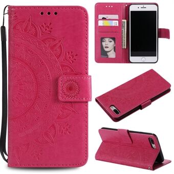 Opdruk Flower Leather Wallet Phone Cover voor iPhone 8/7 Plus 5,5 inch