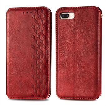 For iPhone 7 Plus 5.5 inch/8 Plus 5.5 inch Scratch-resistant Phone Case Auto-Absorbed Rhombus Imprinting PU Leather Wallet Stand Design Scratch-resistant Phone Cover
