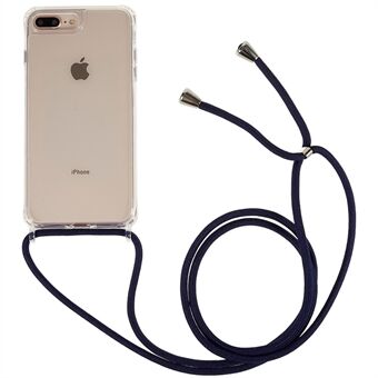 Achterkant van de behuizing voor iPhone 7 Plus / 8 Plus 5,5 inch, doorzichtige schokbestendige TPU + acryl telefoonhoes met draagkoord
