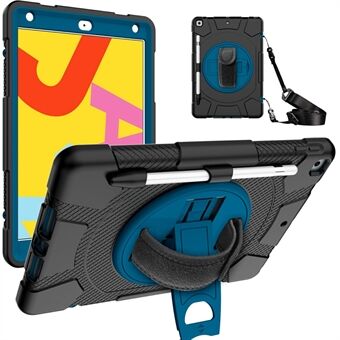 P8 PC + Silicone Tablet Case Cover met 360 ° draaibare steunpoot + schouderriem voor iPad 9,7" (2018) / (2017)