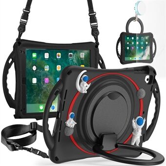 Voor iPad 9,7-inch (2017) / (2018) / iPad Pro 9,7-inch (2016) / iPad Air (2013) / Air 2 Tablethoes Astronaut PC+Siliconen Kickstand Cover met Lanyard