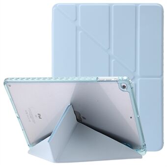 Voor iPad Air (2013) / Air 2 / iPad 9,7-inch (2017) / (2018) leer + helder acryl tablethoes origami drievoudige Stand tablethoes