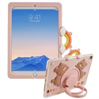 Voor iPad Air (2013) / Air 2 / iPad 9,7-inch (2017) / (2018) Tablet Hoes Cartoon Beer Roterende standaard PC + siliconen hoes