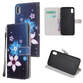 Newly Cross Texture Patterned Leather Stand Wallet Cover met riem voor iPhone XR 6,1 inch