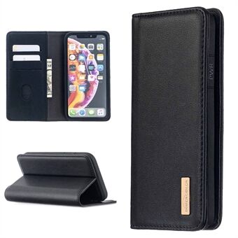Afneembare 2-in-1 magnetische portemonnee- Stand van echt leer voor de iPhone XR 6,1 inch - zwart