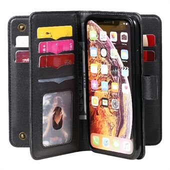 10 Kaartsleuven Portemonnee Lederen Case Telefoon Beschermende Shell Cover met Stand voor iPhone XR 6,1 inch