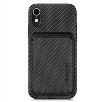 Voor iPhone XR 6.1 inch Koolstofvezel Goed beschermde Mobiele Telefoon Case Textuur PU Leer + TPU + PVC Shell met Afneembare Magnetische Kaarthouder