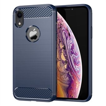 Voor iPhone XR 6.1 inch Drop Bescherming Flexibele TPU Telefoon Achterkant Geborsteld Koolstofvezel Textuur Mobiele Telefoon Case: