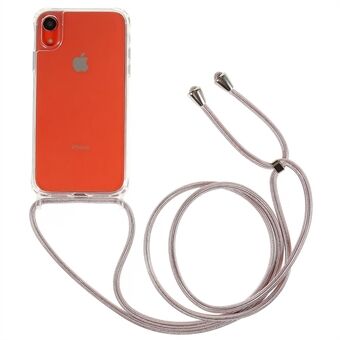 Achterkant van de behuizing voor iPhone XR 6,1 inch, valbescherming Doorzichtige TPU+acryl telefoonhoes met lanyard