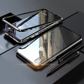 Afneembaar magnetisch metalen frame + achterkant van gehard glas Harde behuizing voor iPhone XS Max 6.5 inch