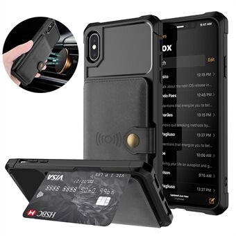 Leren gecoate TPU Wallet Kickstand Case met ingebouwd magnetisch Ark voor iPhone XS Max 6.5 Inch - Zwart