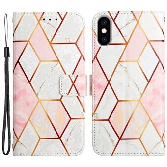 For iPhone XS Max 6.5 inch YB Pattern Printing Leather Series-5 PU Leather + TPU Drop-proof Marble Pattern Cover Wallet Stand Phone Shell