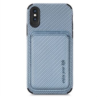 Voor iPhone XS Max 6.5 inch Drop-proof Carbon Fiber Telefoon Case Textuur PU Leer + TPU + PVC Achterkant met Magnetische Absorptie Afneembare Kaarthouder