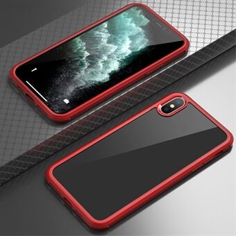 Voor iPhone XS Max 360-graden dubbelzijdige beschermhoes van gehard glas + siliconen frame telefoonhoes