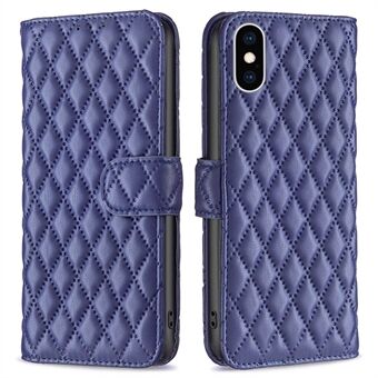 BINFEN KLEUR Voor iPhone XS Max 6.5 inch Wallet Cover, BF Style-14 Bedrukt Rhombus Algehele Dekking Stand Matte PU Leather Case