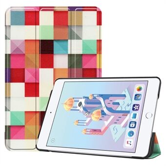 Patroondruk Tri-fold Stand PU lederen Smart tablet case voor iPad mini (2019)