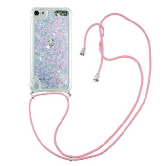 Lange Lanyard Glitter Liquid Quicksand TPU Cover Cover voor iPod Touch (2019) / iPod Touch 6/5