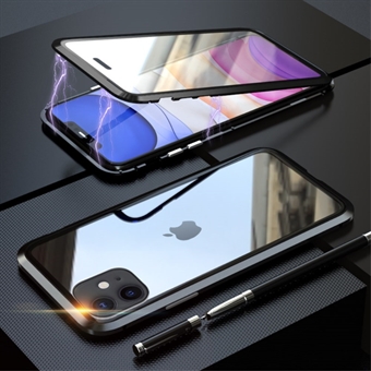LUPHIE Magnetische iPhone 11 Cover met Glazen Voor- & Achterkant - Zwart