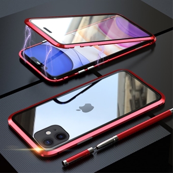 LUPHIE Magnetische iPhone 11 Cover met Glazen Voor- & Achterkant - Rood
