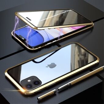 LUPHIE Magnetische iPhone 11 Cover met Glazen Voor- & Achterkant - Goud