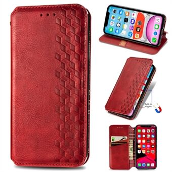 Fashionable Auto-absorbed Rhombus Texture PU Leather Wallet Cover for iPhone 11 6.1 inch