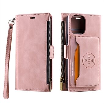 Drop-resistant Protective Leather Phone Case Kickstand with Zipper Wallet for iPhone 11 6.1 inch