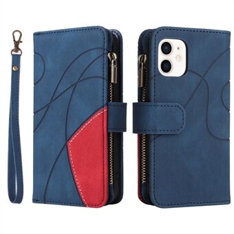 KT Multi-function Series-5 for iPhone 11 6.1 inch Bi-color Splicing Multiple Card Slots Zipper Pocket Leather Phone Case