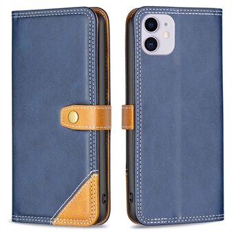 BINFEN COLOR for iPhone 11 6.1 inch BF Leather Series-8 12 Style Stand Shell, Splicing Leather Case Anti-scratch Double Stitching Lines Cover with Card Slots Design