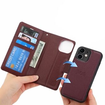 DOLISMA Litchi Texture Detachable Phone Case for iPhone 11 6.1 inch, Wallet Stand Leather Cover Leather Coated TPU Shell