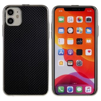 Voor iPhone 11 6.1 inch Rvs Bumper Case Steel Carbon Achterplaat Telefoon Cover met Metalen Lens Protector: