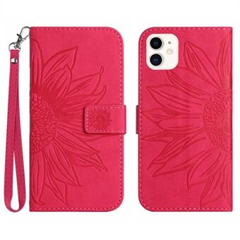 Skin-Touch Feeling Flip Phone Case voor iPhone 11 6,1 inch, bedrukte Stand Anti-drop PU-lederen magnetische portemonnee-cover met riem