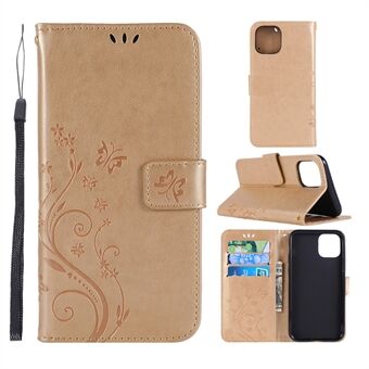 Imprint Butterfly Leather Wallet Cell Cover for iPhone 11 Pro 5.8 inch (2019)