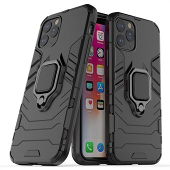 Telefoon Cover voor iPhone 11 Pro 5.8 Inch (2019) Vinger Ring Kickstand PC + TPU Hybrid Cover - Zwart