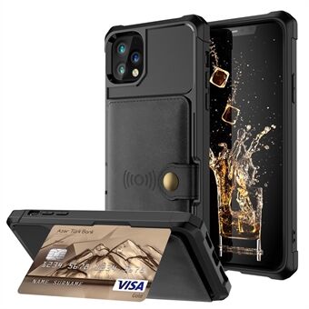 Kickstand lederen gecoate TPU-cover met portemonnee ingebouwd magnetisch Ark voor iPhone 11 Pro 5.8 Inch - zwart