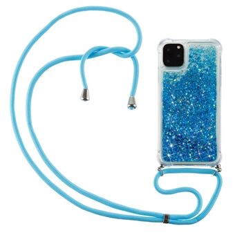 Glitter Powder Skin Quicksand TPU Back Case with Lanyard for iPhone 11 Pro 5.8 inch