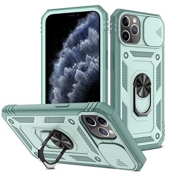 Schokbestendige harde pc-achterkant + TPU-frame beschermhoes met ondersteuning en verschuifbare cameralensbescherming voor iPhone 11 Pro 5,8 inch