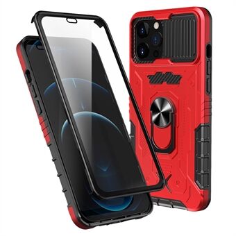 Hard PC + Soft TPU Phone Cover voor iPhone 11 Pro 5.8 Inch, Full Cover Kickstand Cover met Tempered Glass Screen Protector