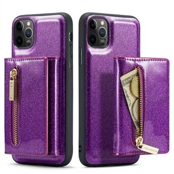 DG.MING M3-serie voor iPhone 11 Pro 5,8 inch 2-in-1 glitterend PU-leer gecoat PC + TPU achterkant van de behuizing Magnetisch afneembare portemonnee met ritssluiting Valbestendige telefoonhoes met standaard