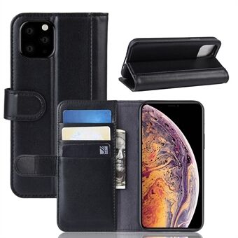 Echte Splitlederen Telefoonhoes voor iPhone 11 Pro Max 6,5 inch (2019) - Zwart